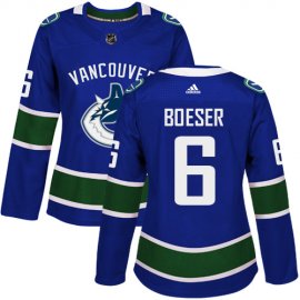 Adidas Vancouver Canucks #6 Brock Boeser Blue Home Authentic Womens Stitched NHL Jersey