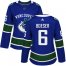 Adidas Vancouver Canucks #6 Brock Boeser Blue Home Authentic Womens Stitched NHL Jersey