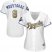 Kansas City Royals #8 Mike Moustakas White 2015 World Series Champions Gold Program Cool Base Womens Stitched MLB Jersey