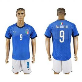 Italy #9 Balotelli Blue Home Soccer Country Jersey