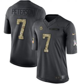Nike Minnesota Vikings #7 Patrick Peterson Black Mens Stitched NFL Limited 2016 Salute To Service Jersey