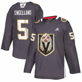 Vegas Golden Knights #5 Deryk Engelland Mens Grey Adidas Latino Heritage Night Stitched NHL Jersey