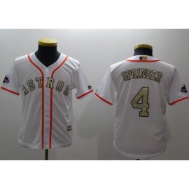 Houston Astros #4 George Springer White 2017 World Series Champions Gold Program Cool Base Stitched Youth MLB Jersey