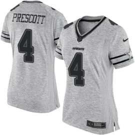 Nike Dallas Cowboys #4 Dak Prescott Gray Womens Stitched NFL Limited Gridiron Gray II Jersey