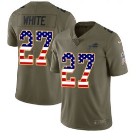 Nike Buffalo Bills #27 TreDavious White Olive/USA Flag Mens Stitched NFL Limited 2017 Salute To Service Jersey