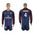 Paris Saint-Germain #4 Stambouli Home Long Sleeves Soccer Club Jersey