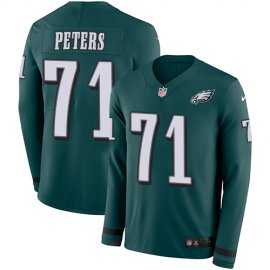Nike Philadelphia Eagles #71 Jason Peters Midnight Green Team Color Mens Stitched NFL Limited Therma Long Sleeve Jersey