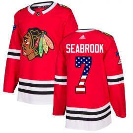 Adidas Chicago Blackhawks #7 Brent Seabrook Red Home Authentic USA Flag Stitched Youth NHL Jersey