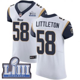 Nike Los Angeles Rams #58 Cory Littleton White Super Bowl LIII Bound Mens Stitched NFL Vapor Untouchable Elite Jersey