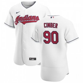 Cleveland Indians #90 Adam Cimber Mens Nike White Home 2020 Authentic Team MLB Jersey
