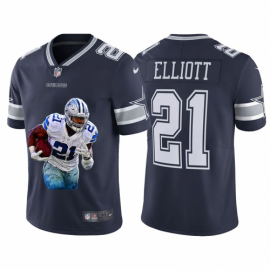 Dallas Cowboys #21 Ezekiel Elliott Mens Nike Player Signature Moves Vapor Limited NFL Jersey Navy Blue