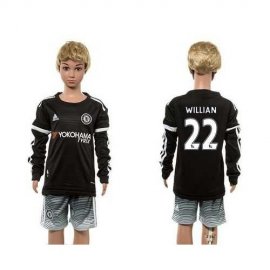 Chelsea #22 Willian SEC Away Long Sleeves Kid Soccer Club Jersey