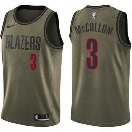 Mens Nike Portland Trail Blazers #3 C.J. McCollum Green Salute to Service NBA Swingman Jersey