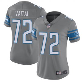 Nike Detroit Lions #72 Halapoulivaati Vaitai Gray Womens Stitched NFL Limited Rush Jersey