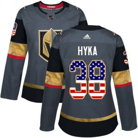 Adidas Vegas Golden Knights #38 Tomas Hyka Grey Home Authentic USA Flag Womens Stitched NHL Jersey