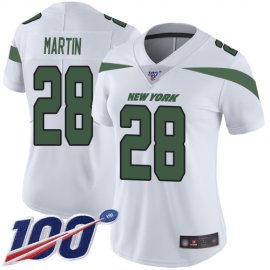 Nike New York Jets #28 Curtis Martin White Womens Stitched NFL 100th Season Vapor Limited Jersey