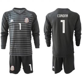 Mexico #1 Corona Black Long Sleeves Goalkeeper Soccer Country Jersey