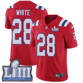 Nike New England Patriots #28 James White Red Alternate Super Bowl LIII Bound Mens Stitched NFL Vapor Untouchable Limited Jersey