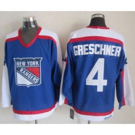 New York Rangers #4 Ron Greschner Blue/White CCM Throwback Stitched NHL Jersey