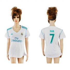 Womens Real Madrid #7 Raul Home Soccer Club Jersey