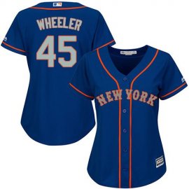 New York Mets #45 Zack Wheeler Blue(Grey NO.) Alternate Womens Stitched MLB Jersey