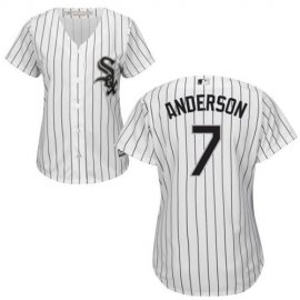 Chicago White Sox #7 Tim Anderson White(Black Strip) Home Womens Stitched MLB Jersey