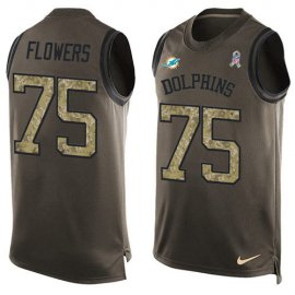 Nike Miami Dolphins #75 Ereck Flowers Green Mens Stitched NFL Limited Salute To Service Tank Top Jersey