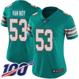 Nike Miami Dolphins #53 Kyle Van Noy Aqua Green Alternate Womens Stitched NFL 100th Season Vapor Untouchable Limited Jersey