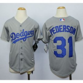 Los Angeles Dodgers #31 Joc Pederson Grey Cool Base Stitched Youth MLB Jersey