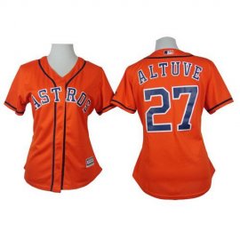 Houston Astros #27 Jose Altuve Orange Alternate Womens Stitched MLB Jersey