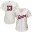 Minnesota Twins #13 Ehire Adrianza Cream Strip Alternate Womens Stitched MLB Jersey