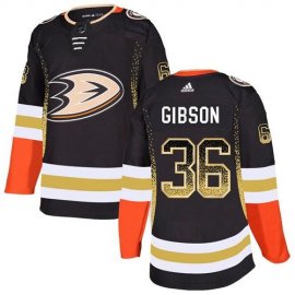 Adidas Anaheim Ducks #36 John Gibson Black Home Authentic Drift Fashion Stitched NHL Jersey