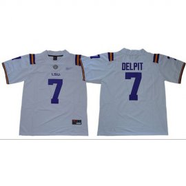 LSU Tigers #7 Grant Delpit White Limited Stitched College Jersey