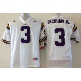 Youth LSU Tigers #3 Odell Beckham Jr White Stitched NCAA Jersey