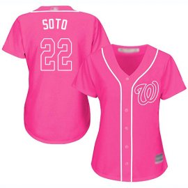 Washington Nationals #22 Juan Soto Pink Fashion Womens Stitched MLB Jersey