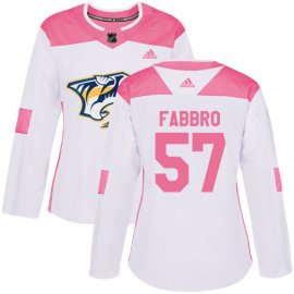 Adidas Nashville Predators #57 Dante Fabbro White/Pink Authentic Fashion Womens Stitched NHL Jersey