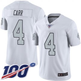 Nike Las Vegas Raiders #4 Derek Carr White Mens Stitched NFL Limited Rush 100th Season Jersey