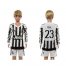 Juventus #23 Vidal Home Long Sleeves Kid Soccer Club Jersey