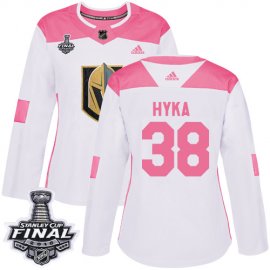 Adidas Vegas Golden Knights #38 Tomas Hyka White/Pink Authentic Fashion 2018 Stanley Cup Final Womens Stitched NHL Jersey