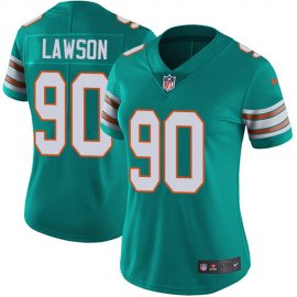 Nike Miami Dolphins #90 Shaq Lawson Aqua Green Alternate Womens Stitched NFL Vapor Untouchable Limited Jersey