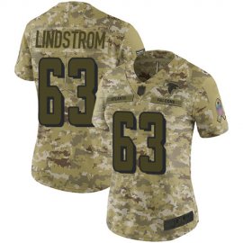 Nike Atlanta Falcons #63 Chris Lindstrom Camo Womens Stitched NFL Limited 2018 Salute to Service Jersey