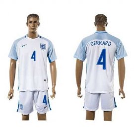 England #4 Gerrard Home Soccer Country Jersey