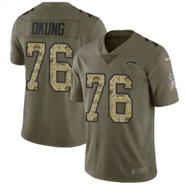Nike Los Angeles Chargers #76 Russell Okung Olive/Camo Mens Stitched NFL Limited 2017 Salute To Service Jersey