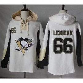 Pittsburgh Penguins #66 Mario Lemieux White Pullover Hoodie Stitched NHL Jersey