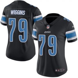 Nike Detroit Lions #79 Kenny Wiggins Black Womens Stitched NFL Limited Rush Jersey