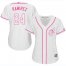 Cleveland Indians #24 Manny Ramirez White/Pink Fashion Womens Stitched MLB Jersey