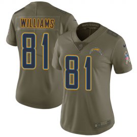 Nike Los Angeles Chargers #81 Mike Williams Olive Womens Stitched NFL Limited 2017 Salute to Service Jersey