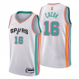 San Antonio San Antonio Spurs #16 Devontae Cacok Mens Nike White 2021/22 Swingman NBA Jersey – City Edition Mens