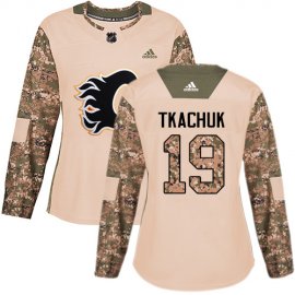 Adidas Calgary Flames #19 Matthew Tkachuk Camo Authentic 2017 Veterans Day Womens Stitched NHL Jersey