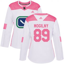 Adidas Vancouver Canucks #89 Alexander Mogilny White/Pink Authentic Fashion Womens Stitched NHL Jersey